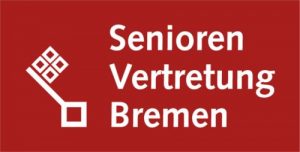 Bremer Schlüssel mit Text Seniorenvertretung Bremen auf rotem Untergrund
