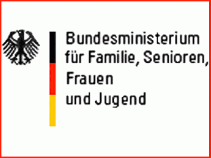 Logo mit schwarz/rot/goldenem Streifen