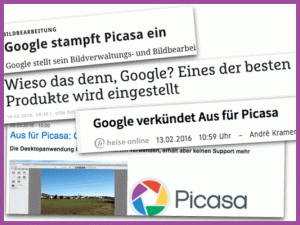 Schlagzeilen zum Ende von picasa