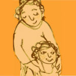 Die neuen Großeltern, Zeichnung Mutter und Kind