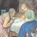 Krippenbild Gemälde von Maria, Josef und dem Christkind