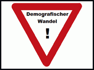 Achtungs-Schild mit der Aufschrift: Demografischer Wandel