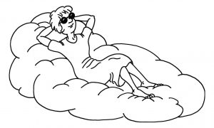 Zeichnung Frau auf Wolke
